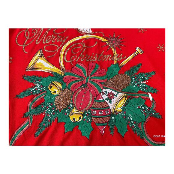 Vintage 90s Nut Cracker Christmas Graphic Gold Glitter Red Sweatshirt Size M - Picture 12 of 12